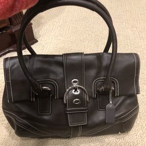 LEATHER DARK BROWN SATCHEL COACH BAG